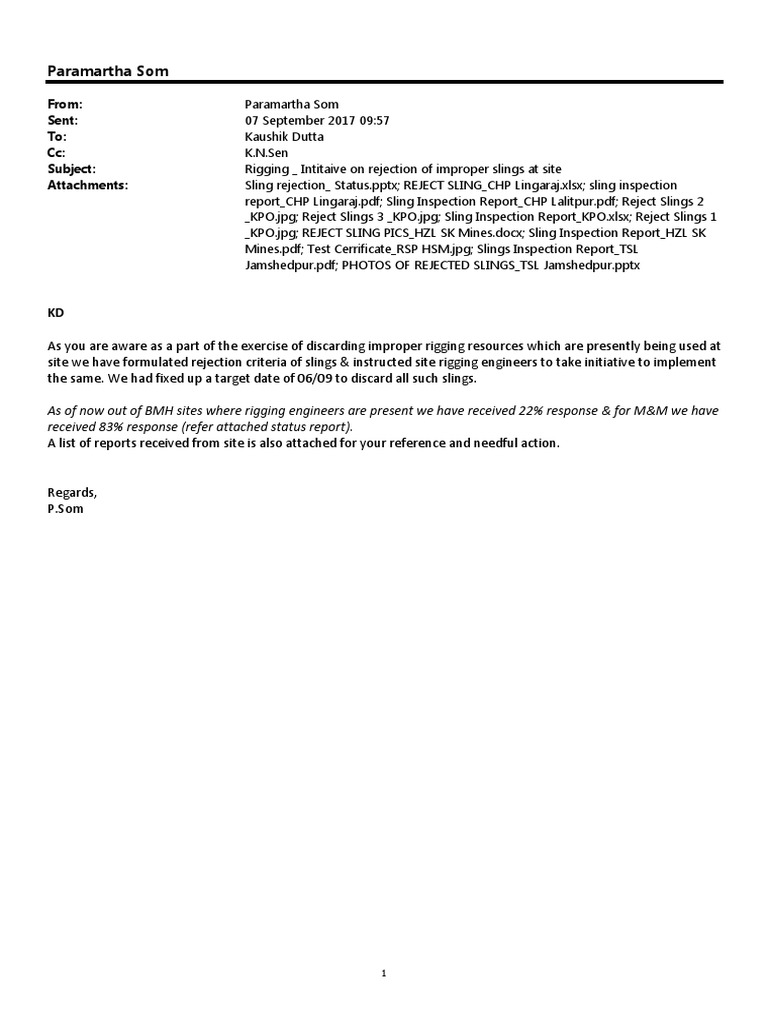 Sling Rejection Email PDF