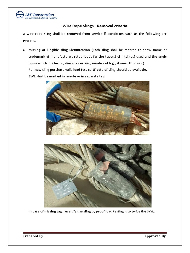 Criteria for Removing Wire Rope and Synthetic Web Slings from Service ...