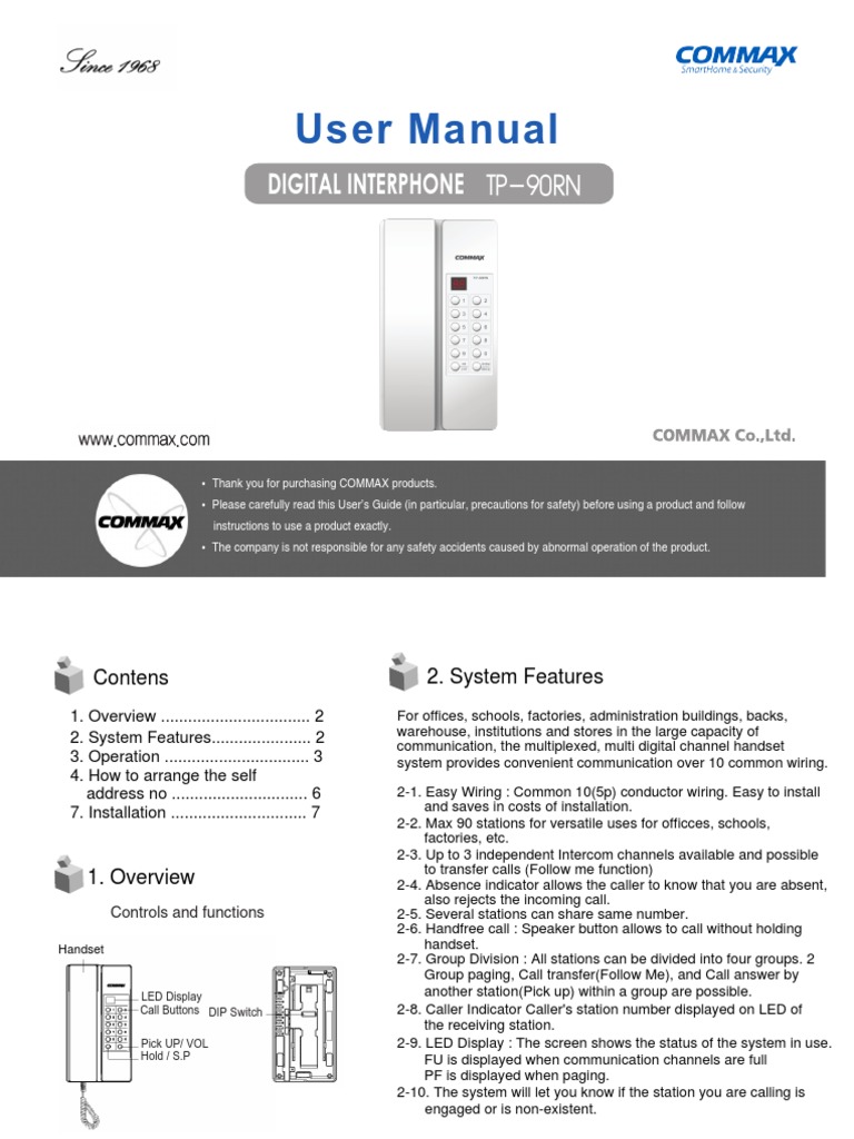 Manual Citofono Commax TP 90RN PDF Electrical Wiring Power Supply