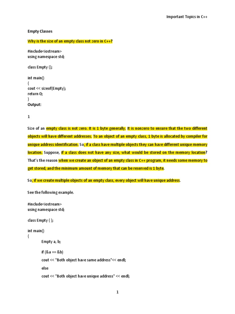 Important Topics On C++ by Deepak Mitra | PDF | Constructor (Object ...
