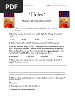 " Holes": Chapter 7-12 Comprehension Qna