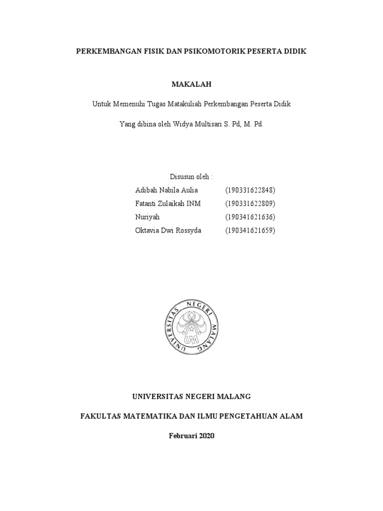 Perkembangan Fisik Dan Psikomotorik Peserta Didik PDF