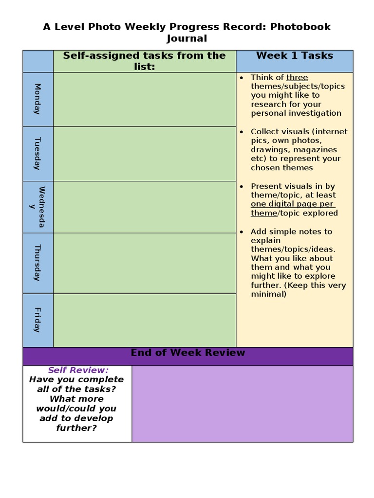 A Level Photo Progress Journal Guide | PDF | Mass Media | Communication