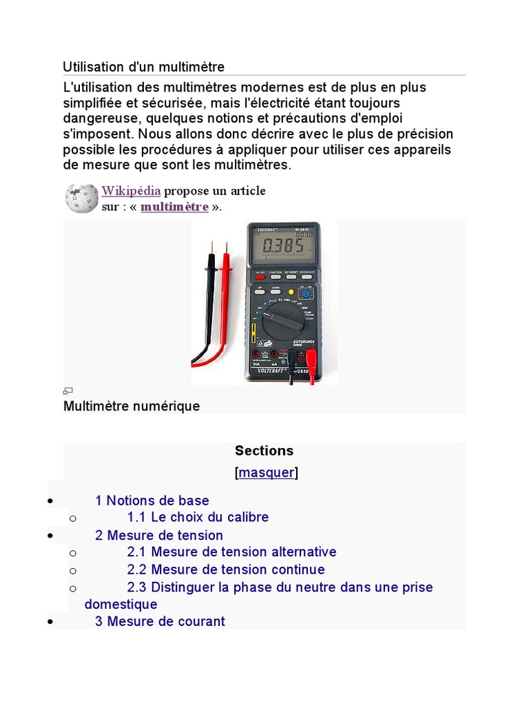 Mesure Prise De Terre Avec Multimetre Pdf Utilisation D'un Multimètre | PDF | Tension électrique | Diode