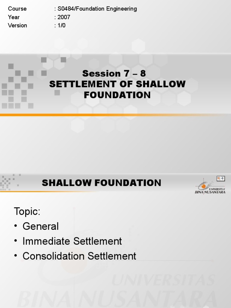 Shallow Foundation Settlement Analysis | PDF | Classical Mechanics ...