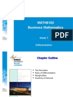 MATH6102 Business Mathematics: Week 7 Differentiation