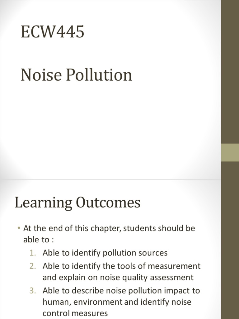 Noise Pollution: Sources and Control Measures | PDF | Hearing | Sound