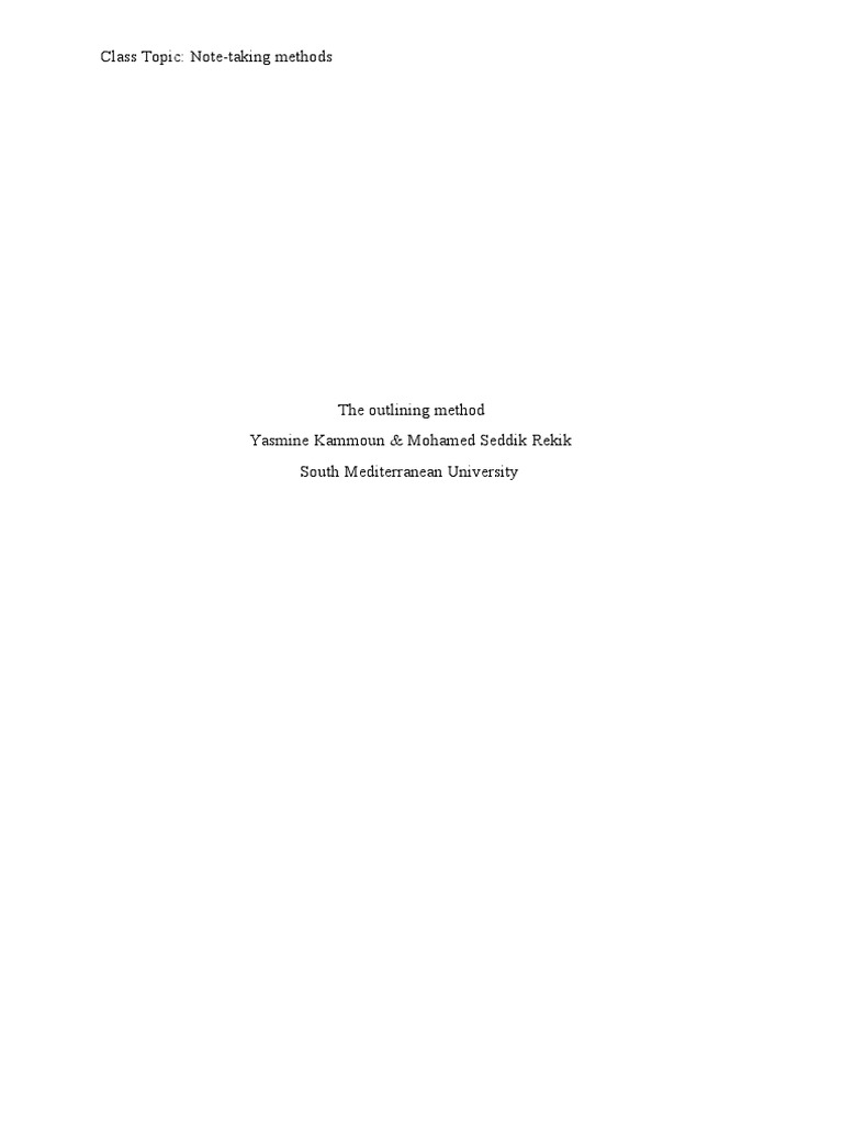 Outlining Method for Note-Taking | PDF