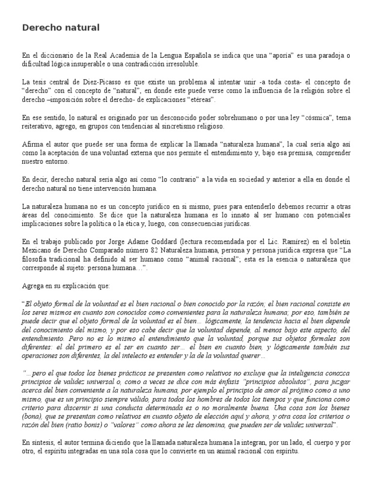 Derecho Natural: Conceptos y Críticas | PDF | La Ley natural | Razón