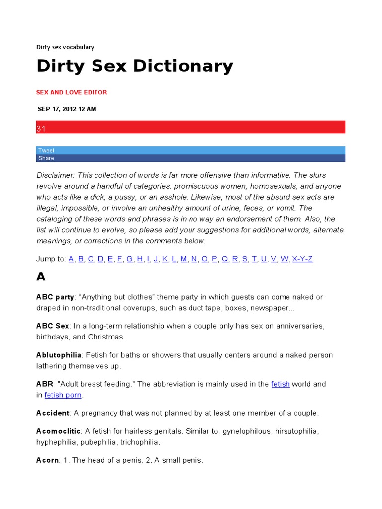 Dirty Sex Vocabulary PDF Sexual Fetishism Fellatio pic