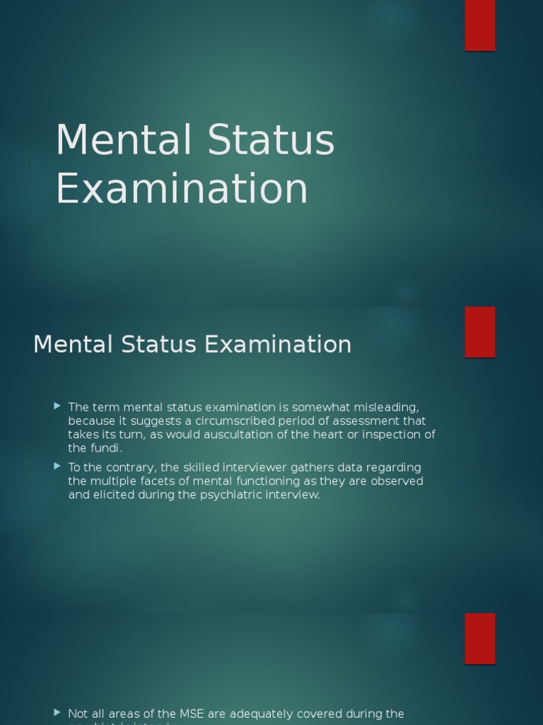 Mental Status Examination | PDF | Neuroscience | Applied Psychology