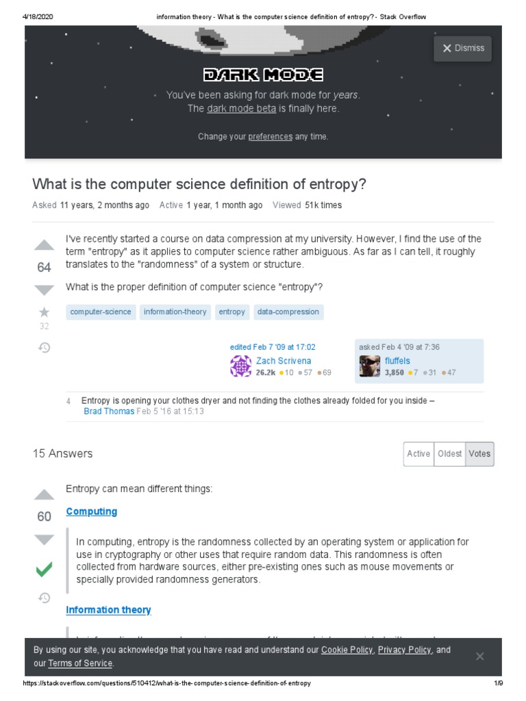 What Is The Computer Science Definition of Entropy? | PDF | Data ...