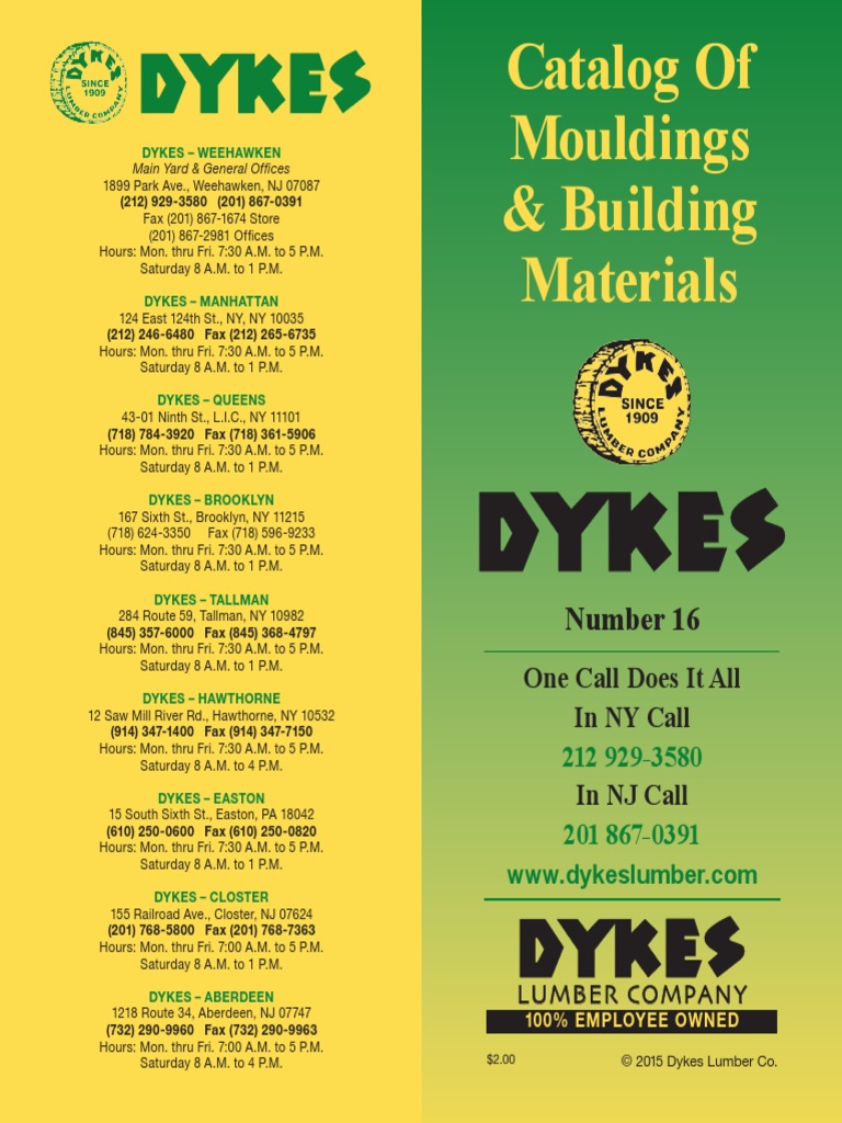 Dykes Lumber Co 2018 Moulding Catalog PDF Door Window