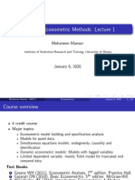 AST 404: Econometric Methods: Lecture 1: Mohaimen Mansur