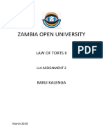 Zambia Open University: Law of Torts Ii