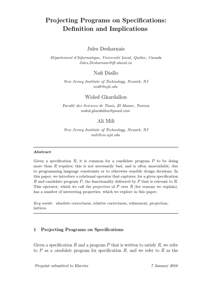 Program Projection on Specifications | PDF | Boolean Algebra | Teaching ...