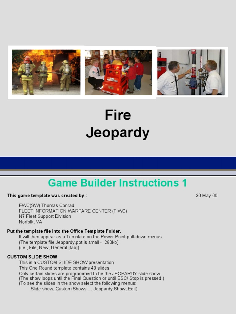Fire Jeopardy PDF Hyperlink Fires