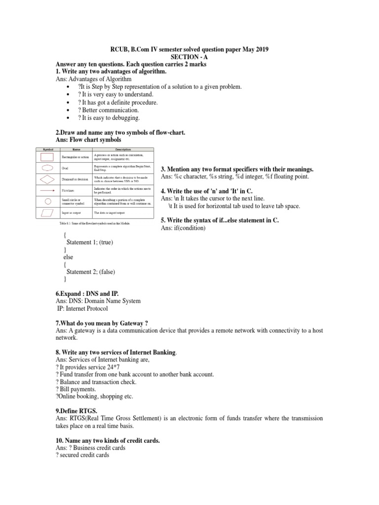 4th Sem Bcom May 19 | PDF | Array Data Structure | Data Type