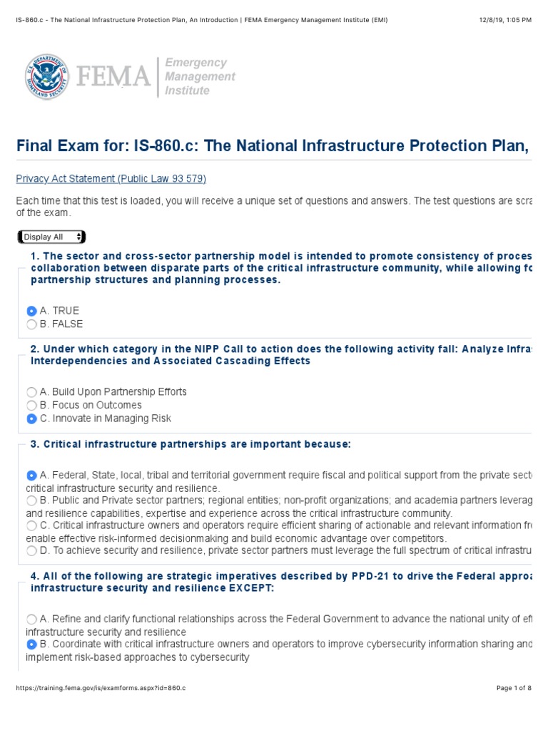 IS860.c The National Infrastructure Protection Plan, An Introduction