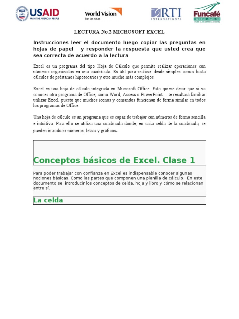 Conceptos Básicos de Microsoft Excel | PDF | Microsoft Excel | Hoja de ...
