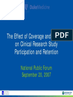 The Effect of Coverage and Payment On Clinical Research Study Participation and Retention