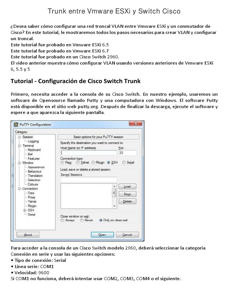 Configuración de Trunk VLAN en ESXi y Cisco | PDF | Conmutador de red ...