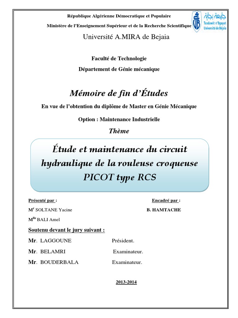 Comment Fonctionne Verin Hydraulique De Pelle Retro Schema Etude Et Maintenance Du Circuit Hydraulique de La Rouleuse Croqueuse  PICOTtype RCS PDF | PDF | Écoulement laminaire | Pompe