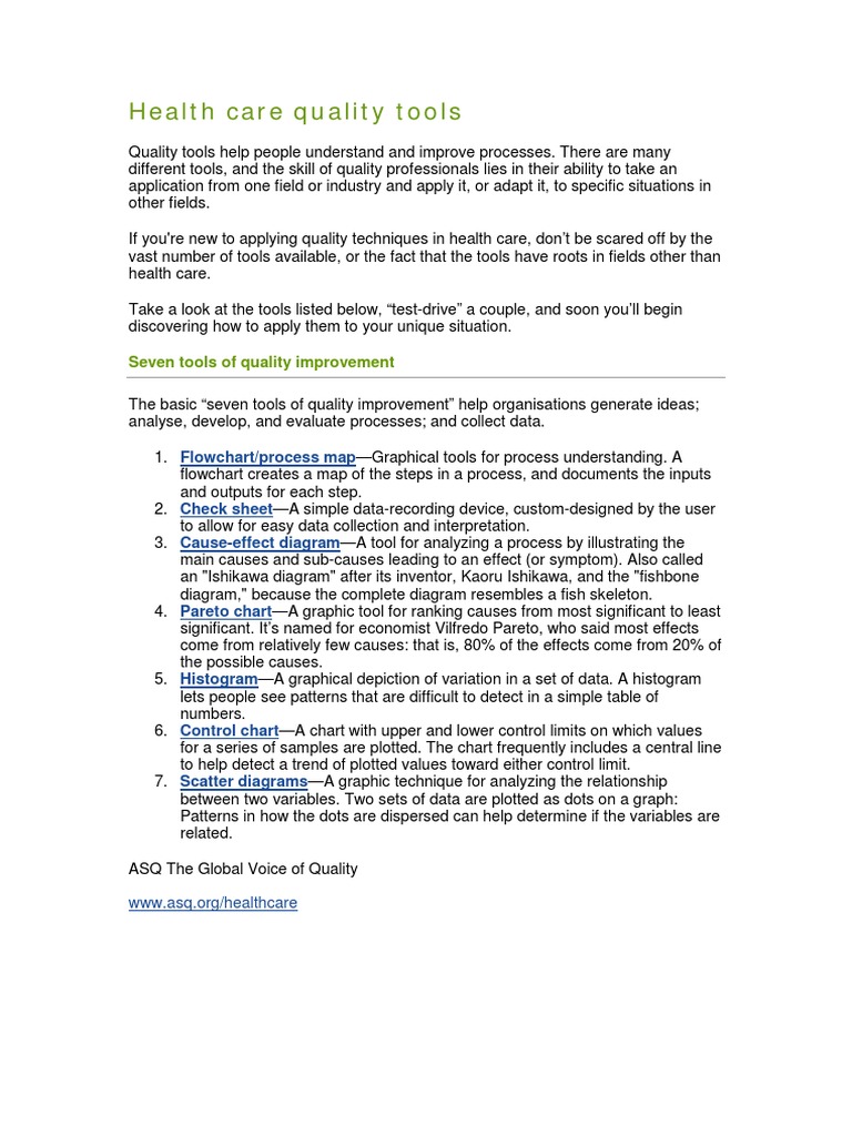 Seven Quality Tools for Healthcare | PDF | Computing And Information ...