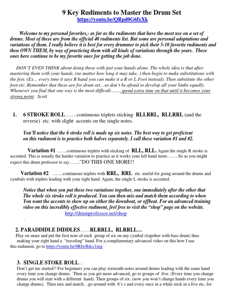 9 Key Rudiments For Mastering The Drum Set PDF