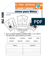 Ficha de Antonimos para Niños para Segundo de Primaria