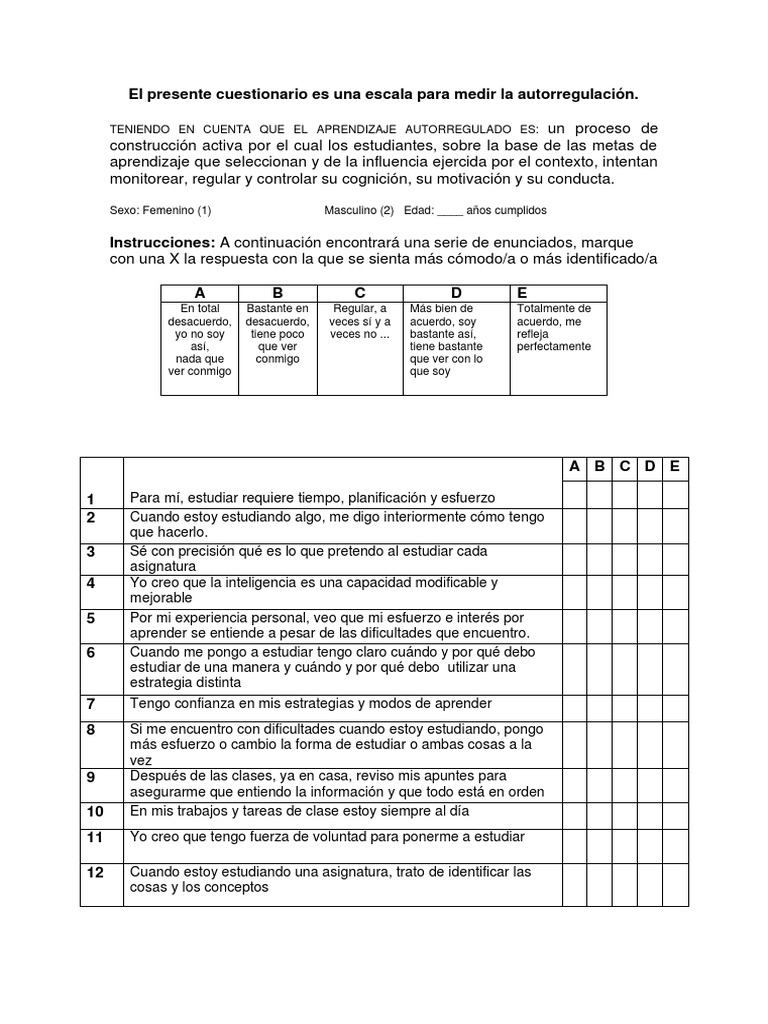 TEST de Estrategias Metacognitivas. | PDF | Teoria de la mente ...