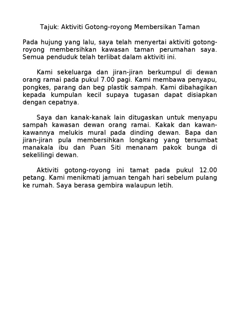 D3c Gotong Royong Membersihkan Taman Pdf