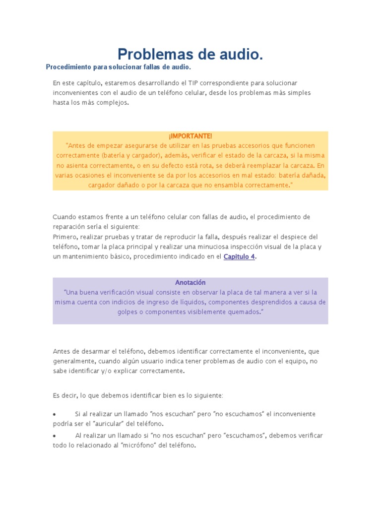Problemas de Audio. | PDF | Micrófono | Teléfono