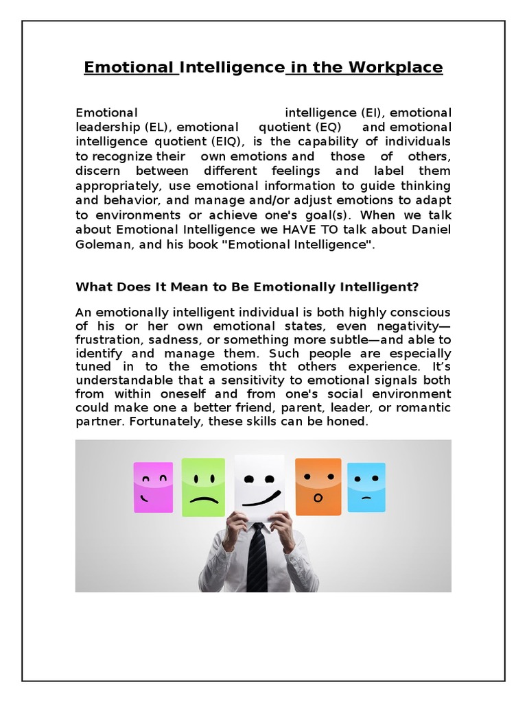 Emotional Intelligence in The Workplace | PDF | Emotional Intelligence ...
