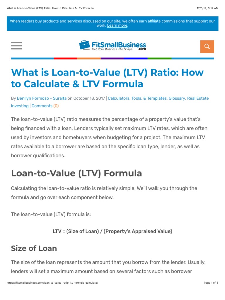 What Is LoantoValue (LTV) Ratio PDF Loan To Value Ratio Refinancing