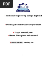 Technical Engineering College Baghdad: Bending Test