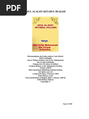 Kitab Hadis Usul Kafi Kitabul Hujjah Pdf