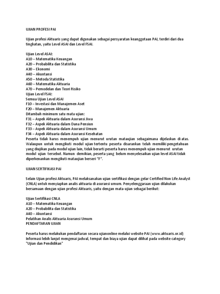 Pedoman Ujian Aktuaris Pdf