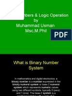 Binary Numbers & Logic Operation By: Muhammad Usman MSC, M.Phil