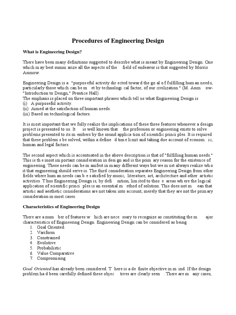 Engineering Design Procedures Explained | PDF | Design | Scientific Method