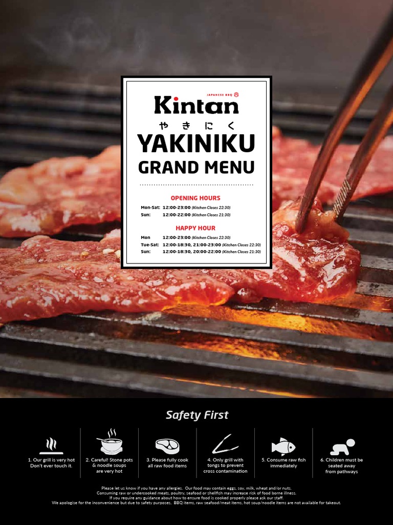Kintan Safety and Menu Guidelines | PDF | Steak | Beef