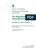 House of Commons Science and Technology Committee - The Regulation of Geoengineering
