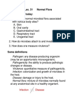 MMG 301 Lec. 31 Normal Flora Questions For Today:: Infection Disease