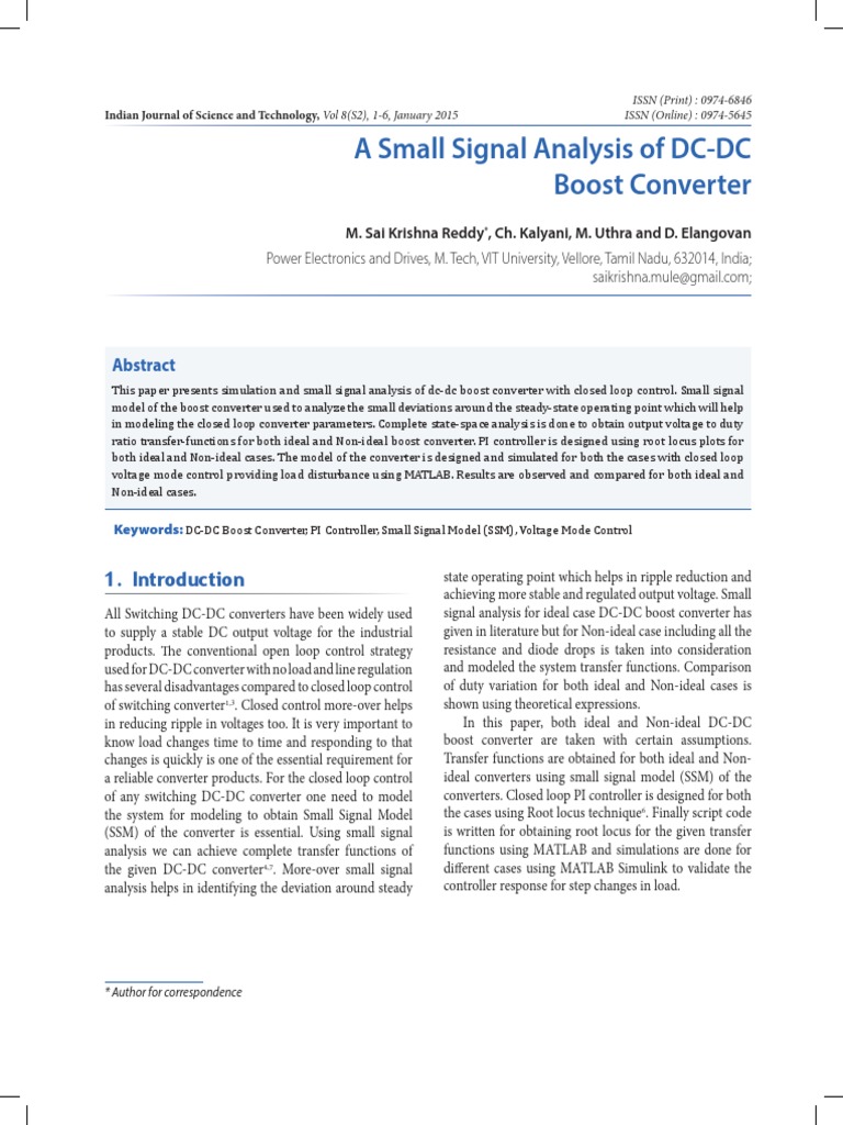 Small Signal Analysis of Boost Converters | PDF | Control Theory ...