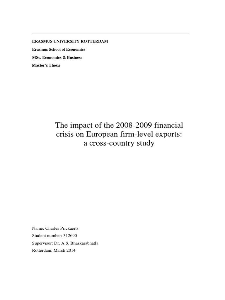 The Impact of The 2008-2009 Financial Crisis On European Firm-Level ...