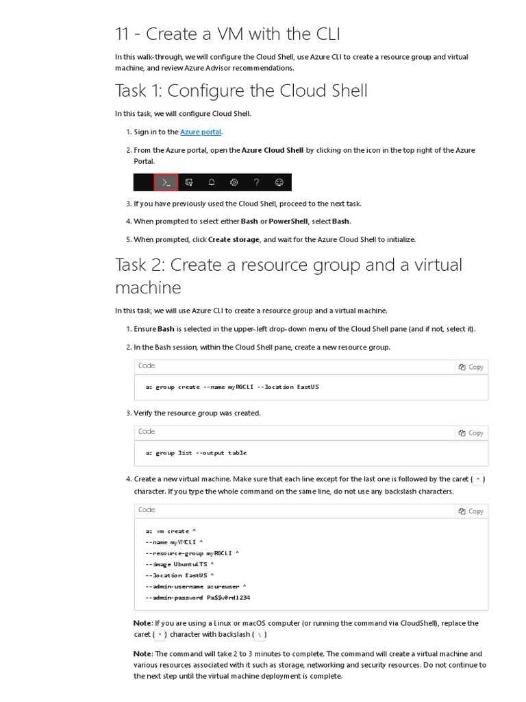 Create VM Using Azure CLI Tutorial | PDF | Microsoft Azure | Command ...