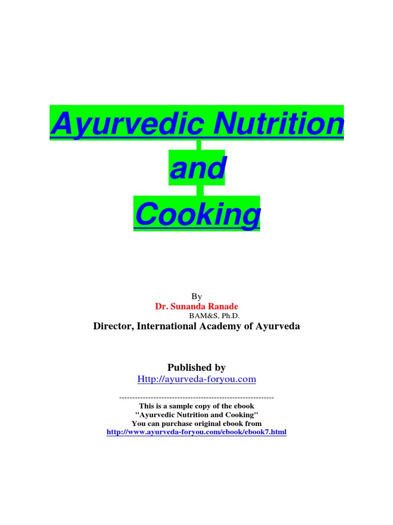 Sample Ayurvedic Cooking PDF PDF Ayurveda Food And Drink