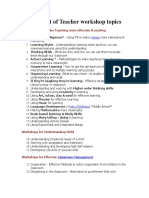 Detailed List of Teacher Workshop Topics