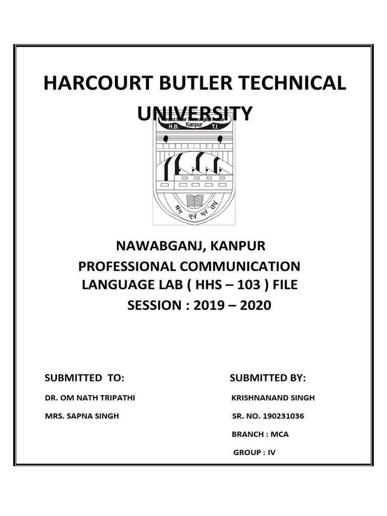 Harcourt Butler Technical University PDF