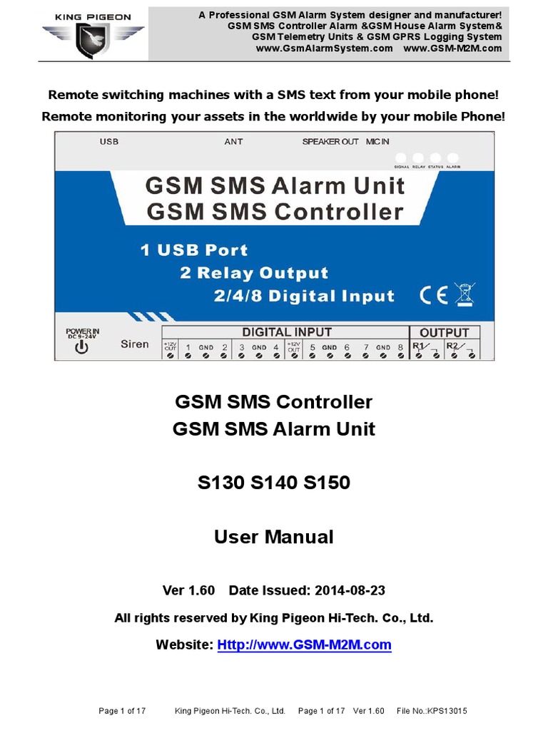 King Pigeon GSM SMS Controller Manual | PDF | General Packet Radio ...